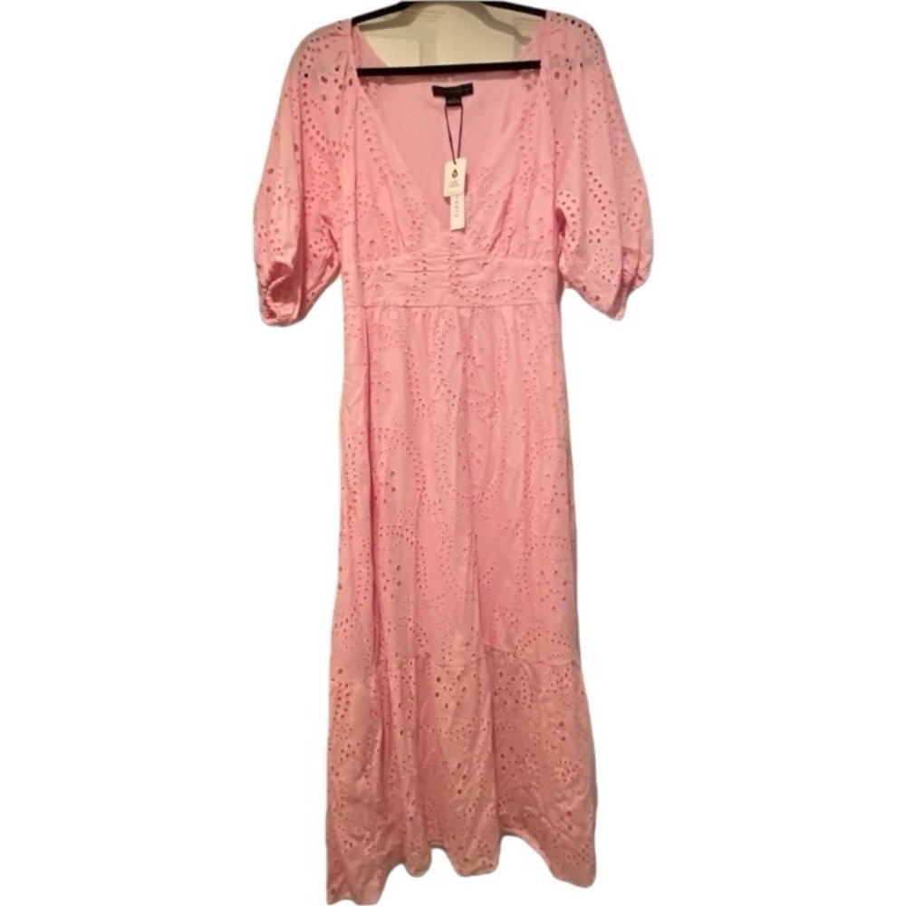 Sanctuary Womenâs Pink Eyelet Maxi Revolve New Cotton Summer Dress Size 6
